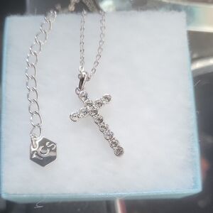 Touchstone Crystal Silver Cross Necklace
